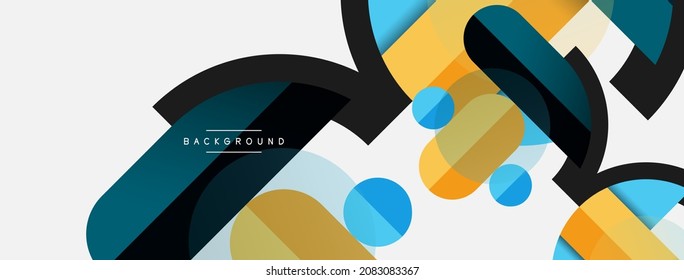 Formas geométricas redondeadas, líneas y círculos. Plantilla de vectores para fondo de banners de fondo de fondo o página de aterrizaje de fondo de fondo de fondo de fondo de pantalla