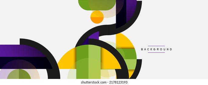 Runde geometrische Formen, Linien und Kreise. Vektorgrafik-Vorlage für Bildschirmhintergrund oder Zielseite