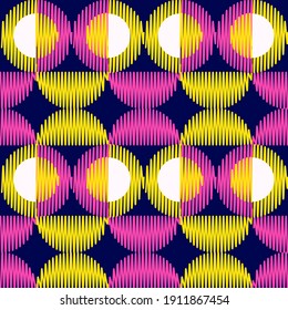 Round Geometric Shapes Seamless Pattern Image White Colored Background