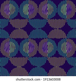 Round Geometric Shapes Seamless Pattern Image White Colored Background