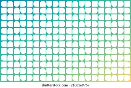 Round geometric shapes in a various direction and squares vector pattern within gradient colored green and yellow gradient background. Suitable for cover, banner, wallpaper, and editable element.