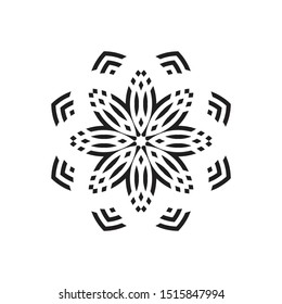 Round geometric surface. Beautiful black arabesque on white background. Oriental asian indian ornament. Isolated abstract logo. Design print rosette on pillow, tiles, mandala, bandana, tattoo, carpet.