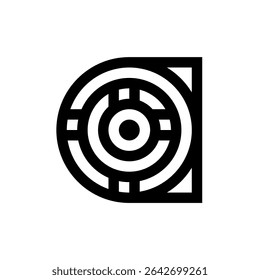 Projeto de logotipo de tecno geométrico redondo