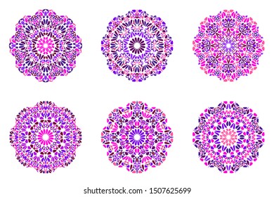 Round geometrical floral ornament mandala symbol set - ornamental circular abstract vector graphic designs
