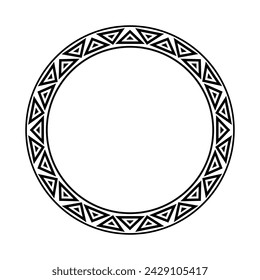 Round geometrical maori border frame design. Simple. Black and white. African, maya, aztec, ethnic, tribal style.