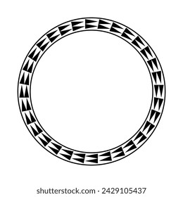 Round geometrical maori border frame design. Simple. Black and white. African, maya, aztec, ethnic, tribal style.
