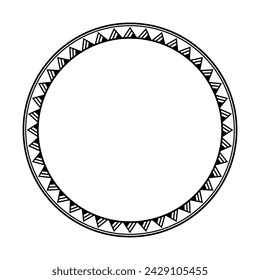 Round geometrical maori border frame design. Simple. Black and white. African, maya, aztec, ethnic, tribal style.