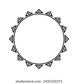 Round geometrical maori border frame design. Simple. Black and white. African, maya, aztec, ethnic, tribal style.