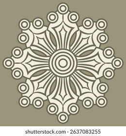 Round geometrical star shape mandala. Monochrome silhouette.