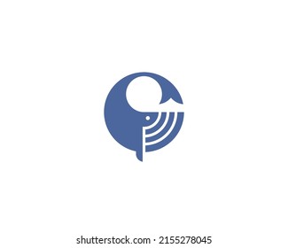 Round geometrical whale symbol. Happy Whale Concept