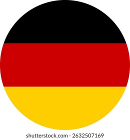 Round German flag on a transparent background. German flag button. Round German flag. Vector illustration