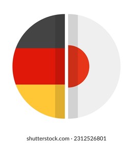 Round German and Japanese flags. Vector.