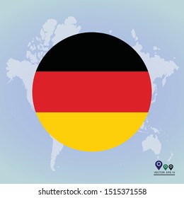 Round Germany flag vector icon isolated, Germany flag button, vector illustration of Germany flag.