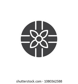 Round gift box with bow and ribbon vector icon. filled flat sign for mobile concept and web design. Present simple solid icon. Symbol, logo illustration. Pixel perfect vector graphics