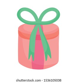 round gift box decoration bow icon vector illustration
