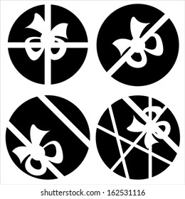 round gift box icons on white background