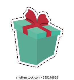 round gift box ribbon festive color cut line vector illustration eps 10
