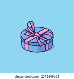 Caja de regalo redonda simple cartografía ilustración vectorial icono de marketing aislado