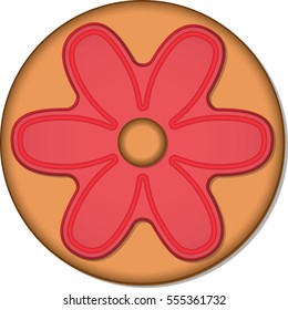 Round Ginger cookie with glaze. Vector illustration EPS10 on white background