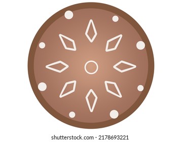 Galletas redondas de pan de jengibre pintadas con hielo - imagen vectorial. Galletas de jengibre estampadas