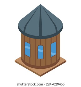 Round glamping icon isometric vector. Summer travel. Weekeng lounge