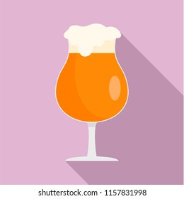 Round glass of beer icon. Flat illustration of round glass of beer vector icon for web design