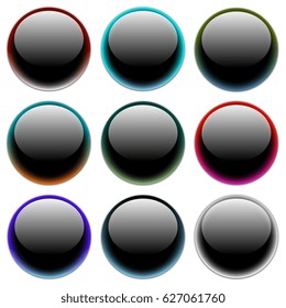 Round glass buttons. Vector illustration