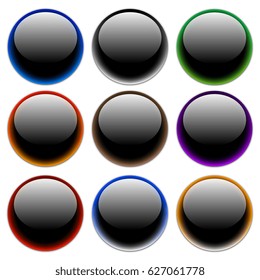 Round glass buttons. Vector illustration