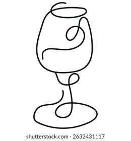 round glass logo for any wine drawn with several lines in line art style