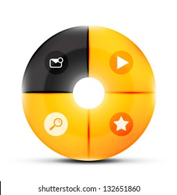 Round glass navigation menu button design template