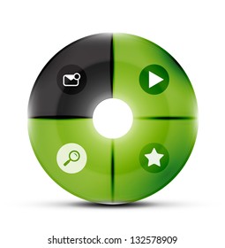 Round glass navigation menu buttons design template