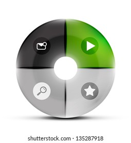 Round glass navigation menu buttons design template