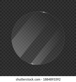 round glass on a transparent background. glass with a white glare. round window.