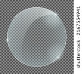 Round glass plate isolated on a transparent background. Vector glass with reflection and lights effects