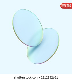 Round glass plates. Glass morphism with blur effect. Realistic 3d design. Blurred mirror. Vector illustration