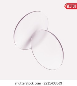 Round glass plates. Transparent Glass morphism with blur effect. Realistic 3d design. Blurred mirror. Vector illustration