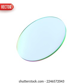 Round glass plates. Transparent Glass morphism with blur effect. Realistic 3d design. Blurred mirror. Vector illustration