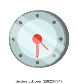 Reloj de pared de vidrio redondo sobre fondo blanco ilustración vectorial plana