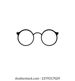 Round glasses with black frame. Transparent accessory to protect eyes from sun with stylish lenses and plastic vector frames - Powered by Shutterstock - Get 15% off with code: PIKWIZARD15