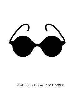 Round glasses black icon, concept illustration, vector flat symbol, glyph sign.