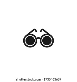 Gafas redondas con un icono de lentes negras. Aislado en blanco. Gafas ciegas. Ilustración vectorial. Icono de ceguera simple.pictograma. Negro y blanco