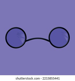 round glasses with blue lenses