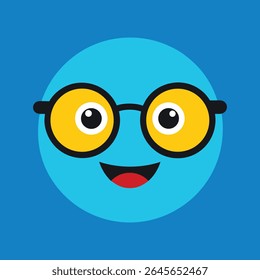 Round Glasses Emoticon in Geeky Style