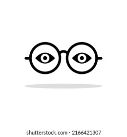 Round glasses and eye icons. Vector.