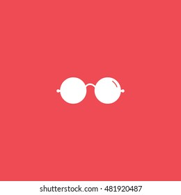 Round Glasses Flat Icon On Red Background