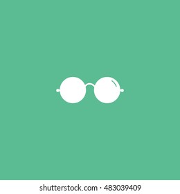 Round Glasses Flat Icon On Green Background