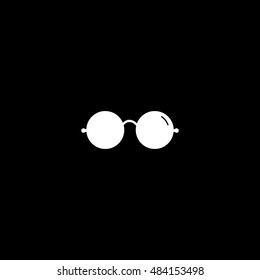 Round Glasses Flat Icon On Black Background