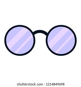 Round glasses icon. Cartoon of round glasses vector icon for web design isolated on white background