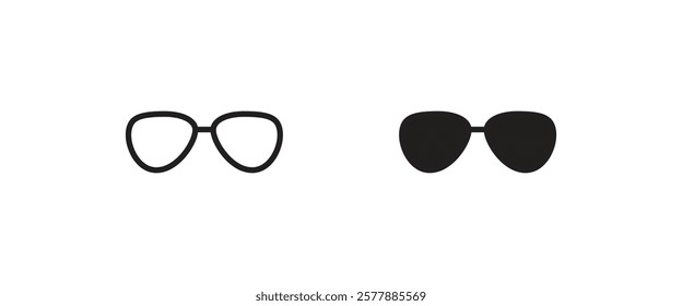 Round Glasses icon, Eyeglasses button, vector, sign, symbol, logo, illustration, editable stroke, flat design style isolated on white