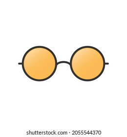 Round glasses icon  Orange glasses  Flat design vector illustration isolated white background 